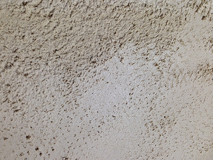 Progettazione e realizzazione di una parete con finitura in terra cruda con intrusioni e pattern superficiali in un’abitazione.