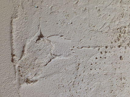 Progettazione e realizzazione di una parete con finitura in terra cruda con intrusioni e pattern superficiali in un’abitazione.